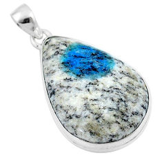 20.88cts natural k2 blue (azurite in quartz) 925 sterling silver pendant u21121