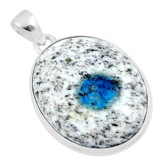 19.18cts natural k2 blue (azurite in quartz) 925 sterling silver pendant u21286