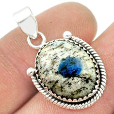 11.44cts natural k2 blue (azurite in quartz) 925 sterling silver pendant u45052