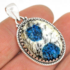 17.42cts natural k2 blue (azurite in quartz) 925 sterling silver pendant u87382