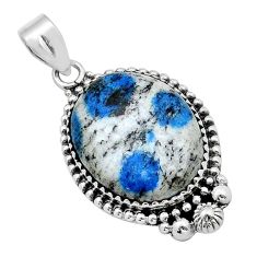 17.59cts natural k2 blue (azurite in quartz) 925 sterling silver pendant u89921