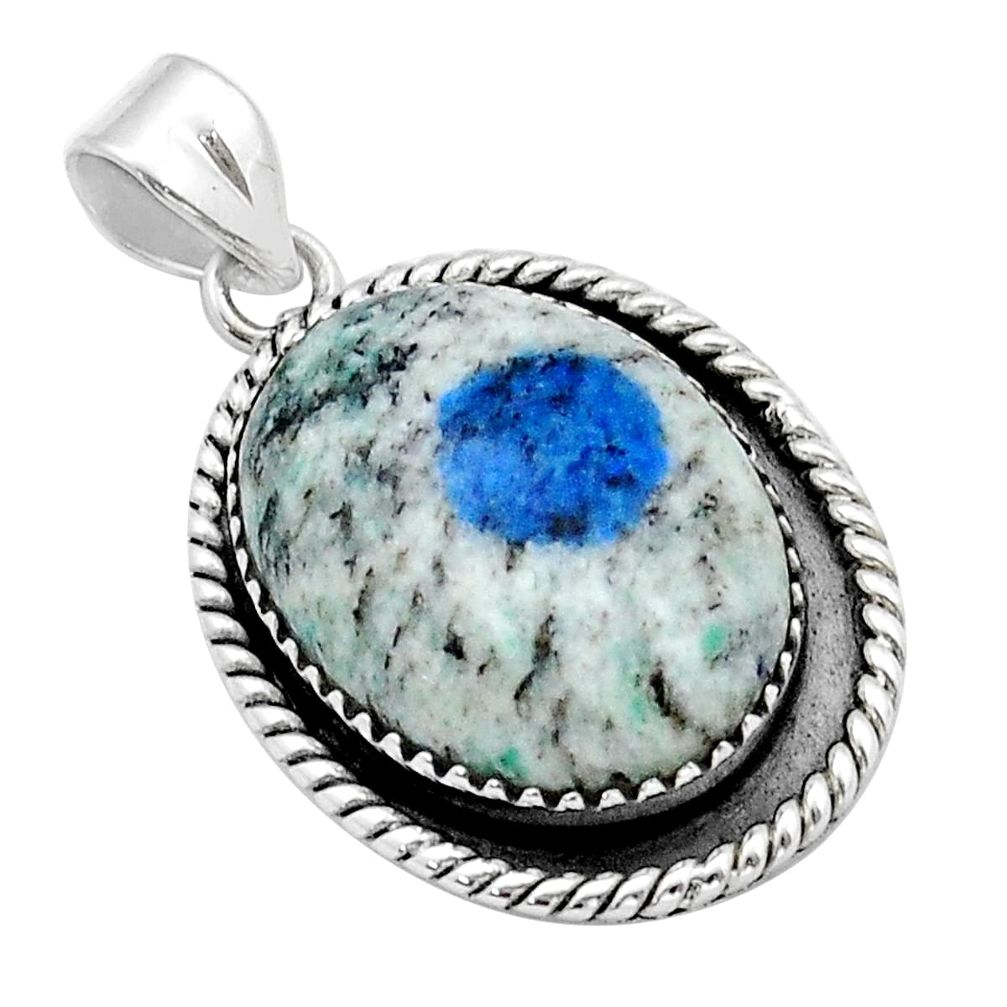 19.27cts natural k2 blue (azurite in quartz) 925 sterling silver pendant u89940