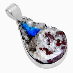 14.47cts natural k2 blue (azurite in quartz) 925 sterling silver pendant y5369