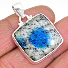 16.87cts natural k2 blue (azurite in quartz) 925 sterling silver pendant y5698