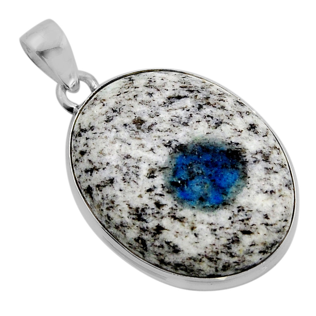 19.68cts natural k2 blue (azurite in quartz) 925 sterling silver pendant y86806
