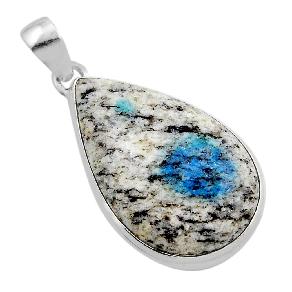 18.86cts natural k2 blue (azurite in quartz) pear 925 silver pendant y86812
