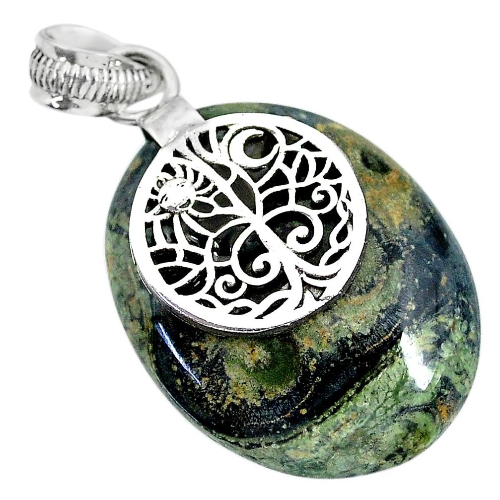 20.10cts natural kambaba jasper (stromatolites) 925 silver pendant r90822