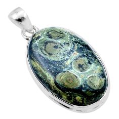 14.47cts natural kambaba jasper (stromatolites) oval 925 silver pendant u40405