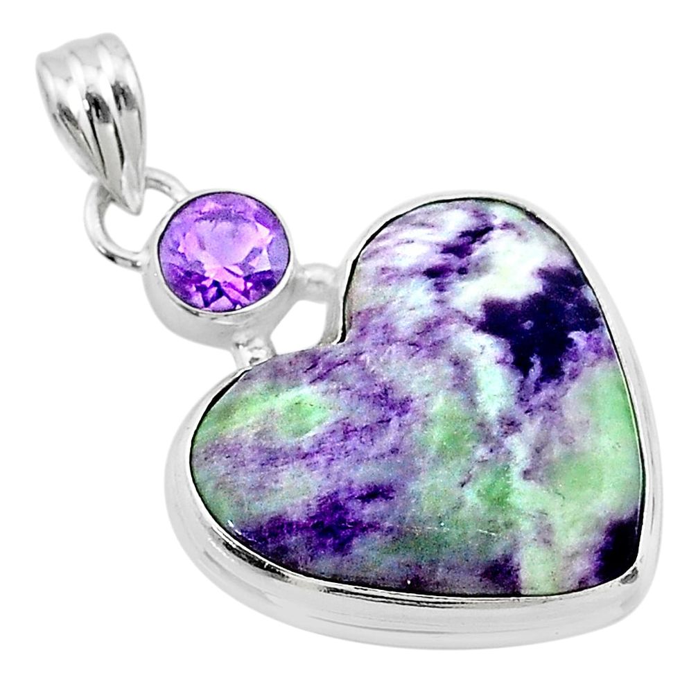 17.65cts heart kammererite amethyst 925 sterling silver pendant jewelry t23076