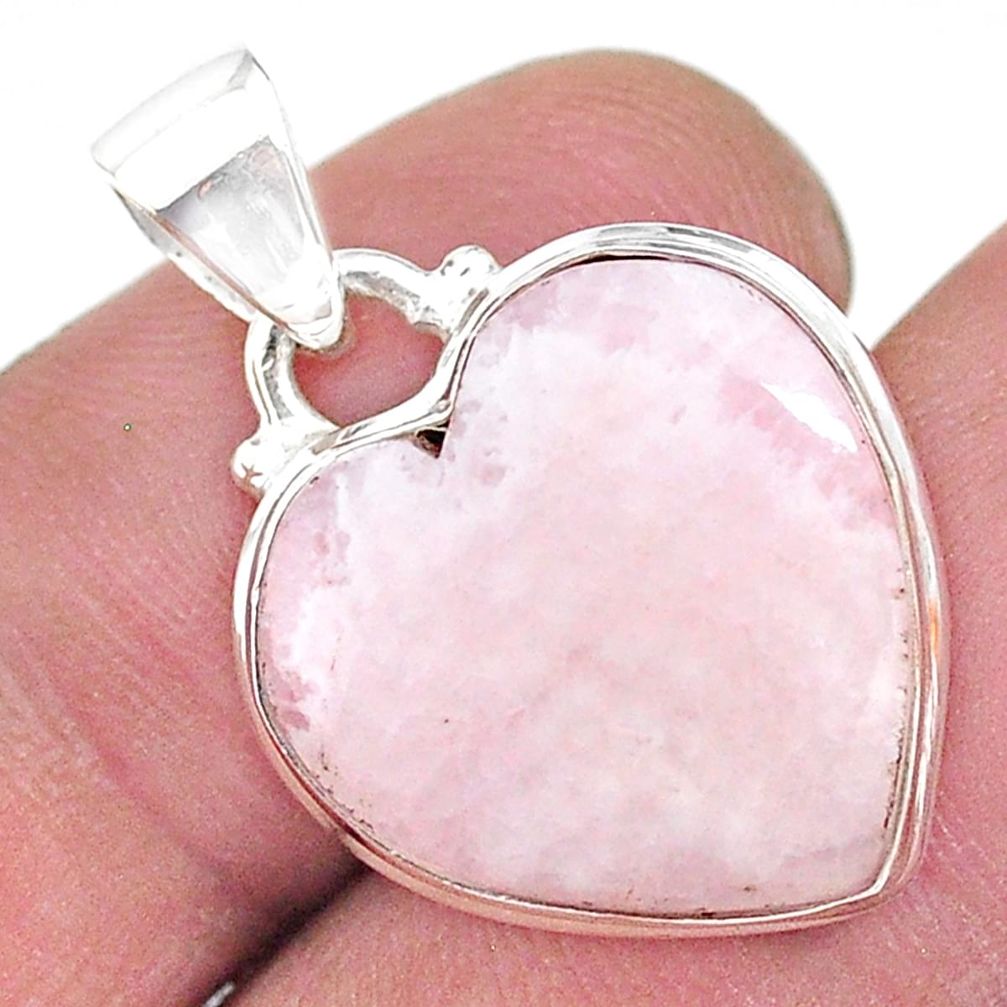 13.73cts natural lace agate 925 sterling silver heart pendant jewelry t13209