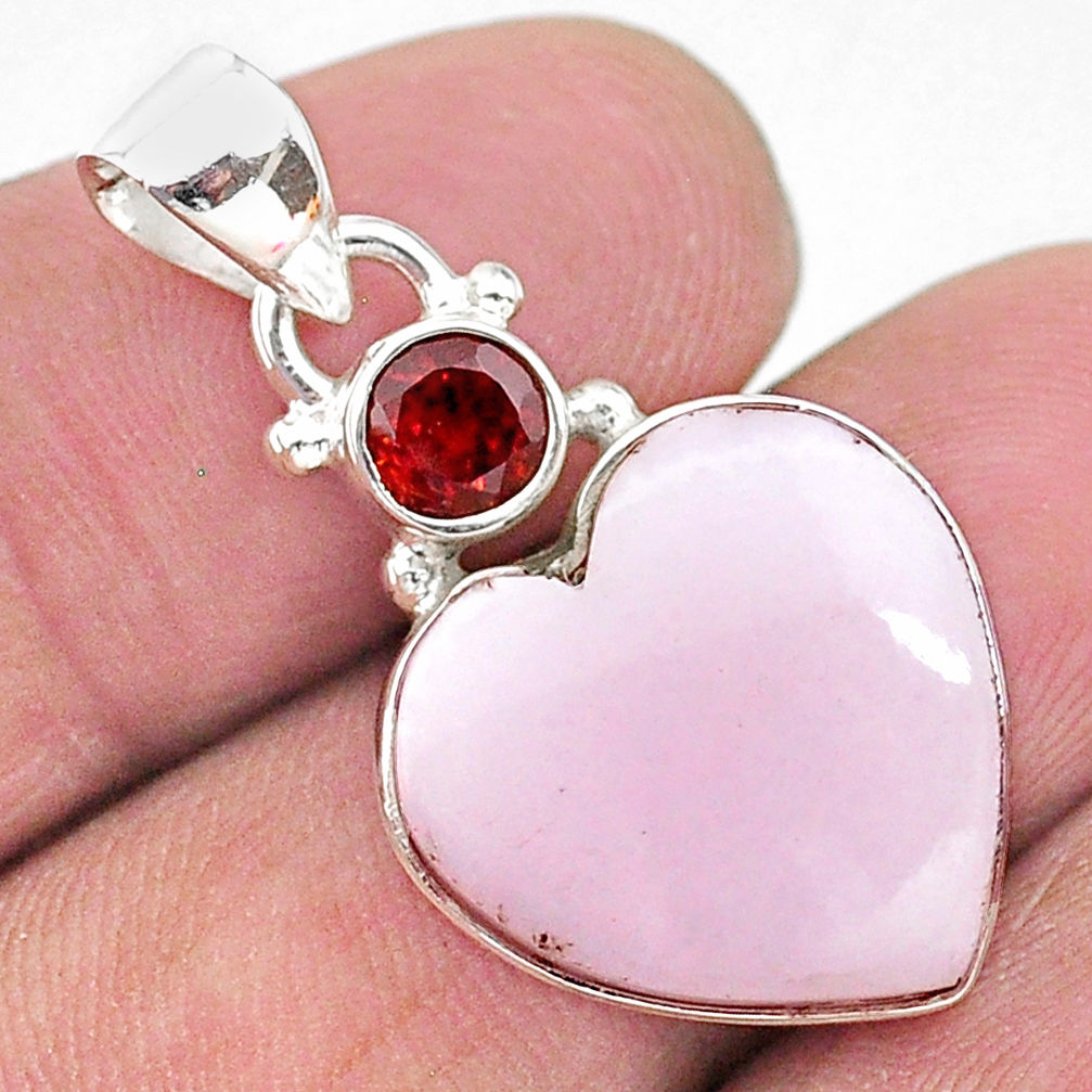 13.70cts natural lace agate garnet 925 sterling silver heart pendant t13202