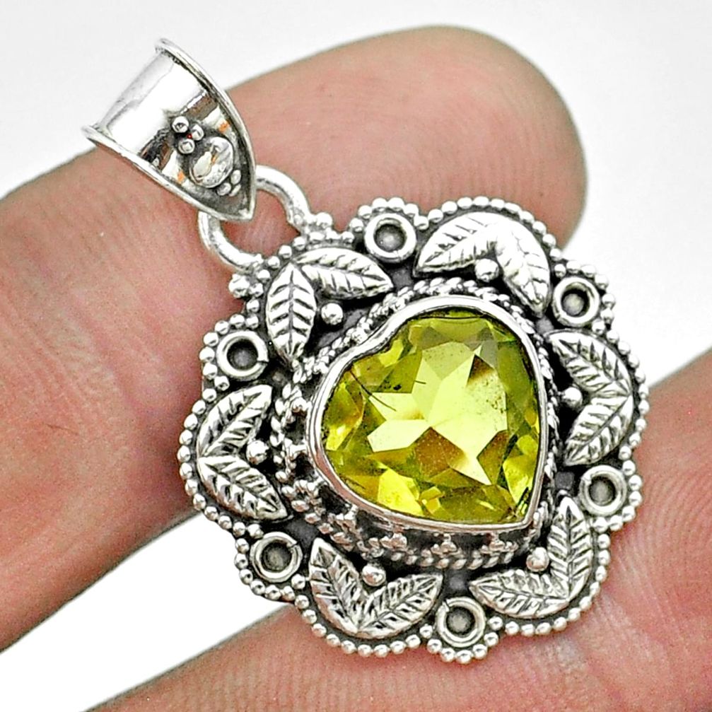 5.08cts natural lemon topaz 925 sterling silver heart pendant jewelry t56155