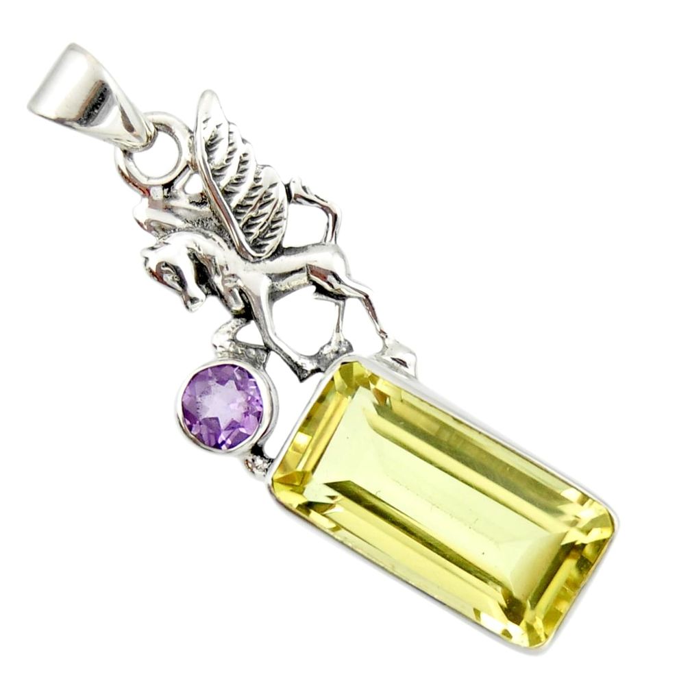 9.86cts natural lemon topaz amethyst 925 sterling silver pendant jewelry r20472