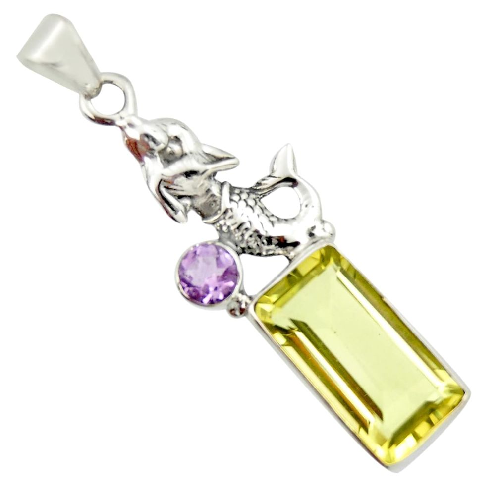 10.02cts natural lemon topaz amethyst 925 sterling silver pendant jewelry r20473