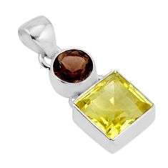 5.38cts natural lemon topaz brown smoky topaz 925 sterling silver pendant y73677