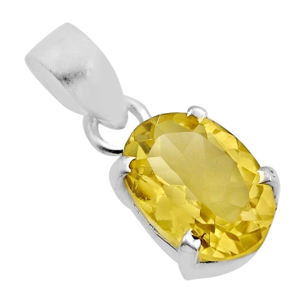 6.26cts natural lemon topaz oval 925 sterling silver pendant jewelry y93065