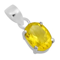 6.57cts natural lemon topaz oval 925 sterling silver pendant jewelry y93066