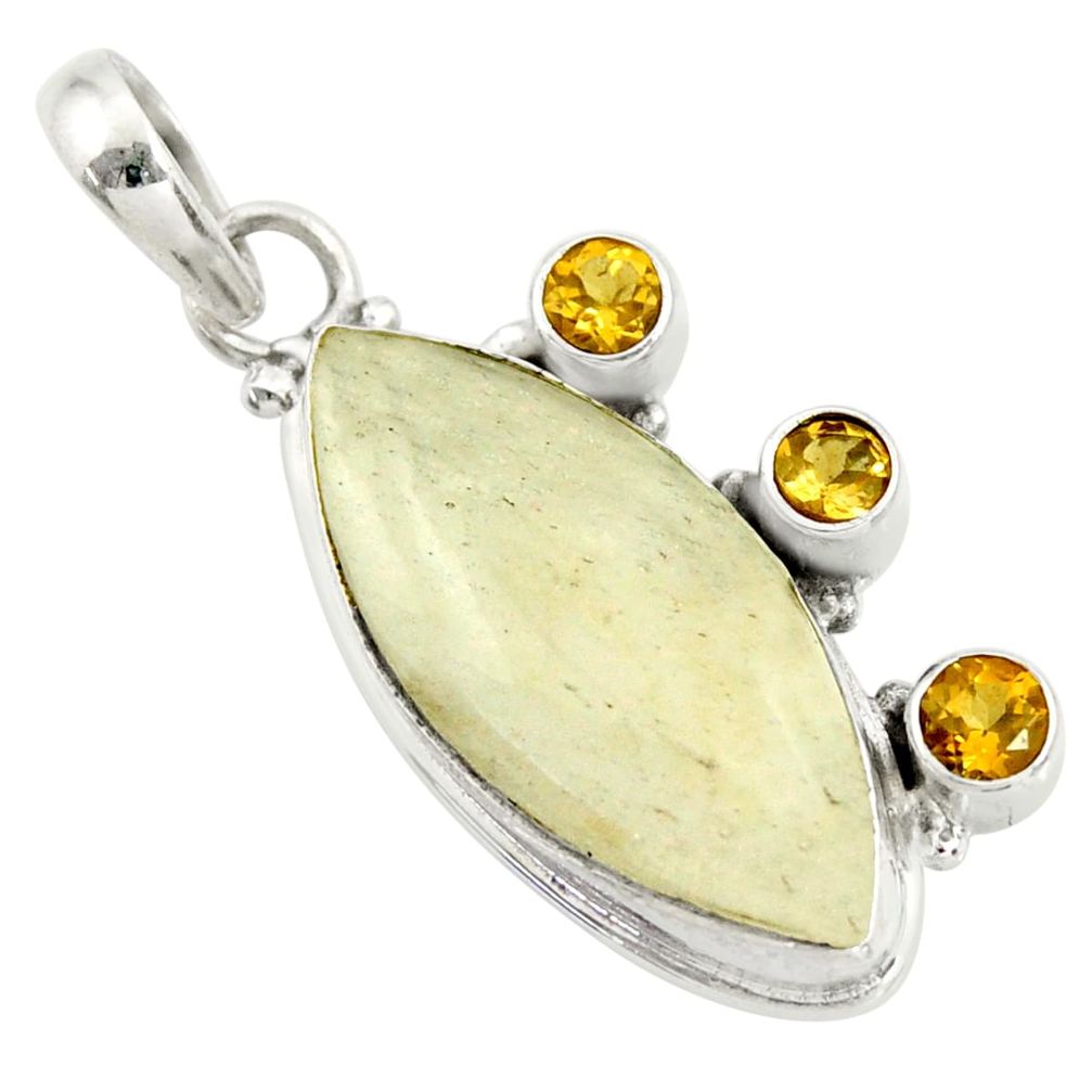 16.06cts rare genuine libyan desert glass silver pendant r34004