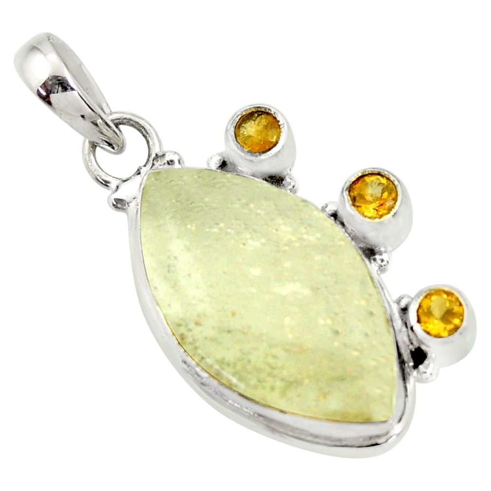 16.87cts rare genuine libyan desert glass silver pendant r34005