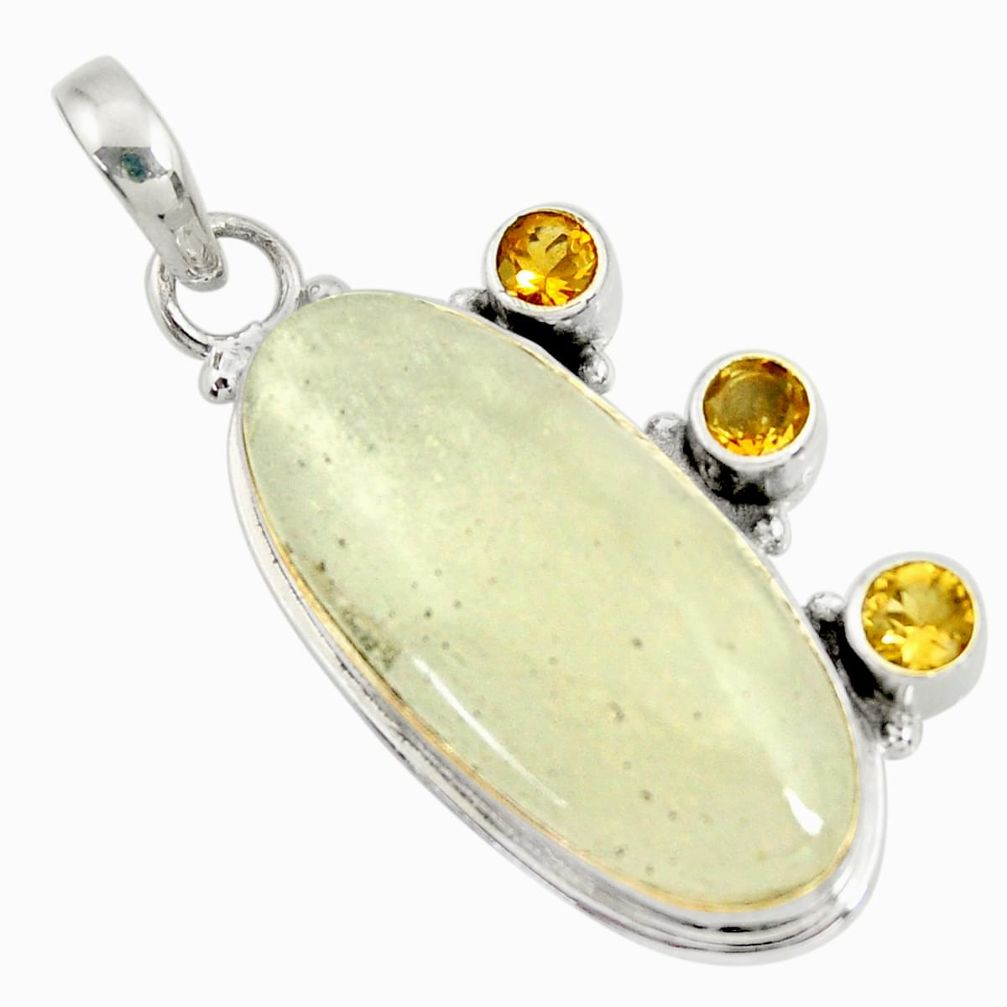 16.85cts rare genuine libyan desert glass silver pendant r34015