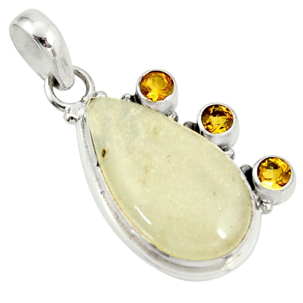 15.02cts rare genuine libyan desert glass silver pendant r34022