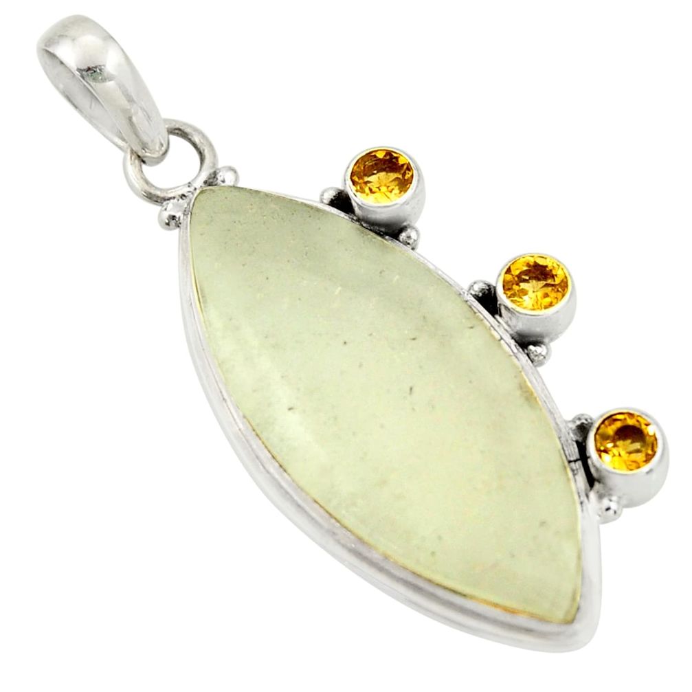 19.27cts rare genuine libyan desert glass silver pendant r34023