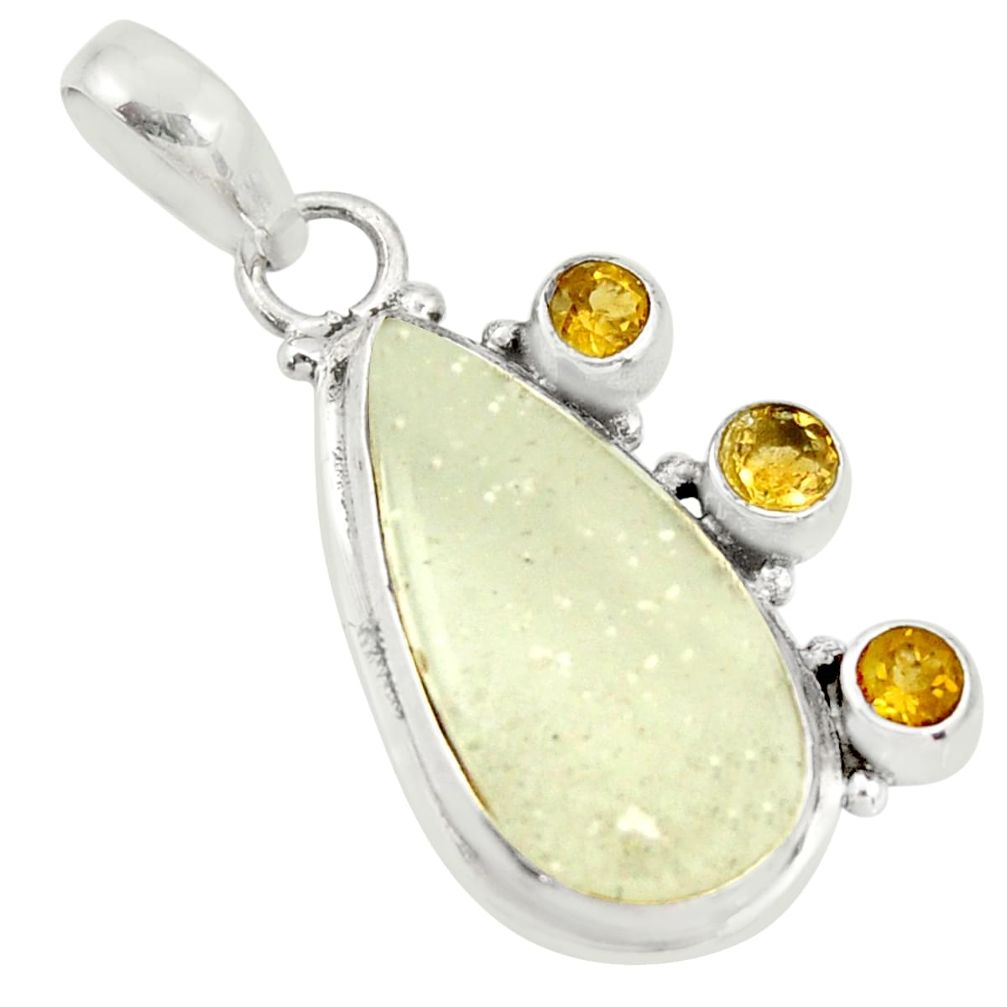 14.45cts rare genuine libyan desert glass silver pendant r34036