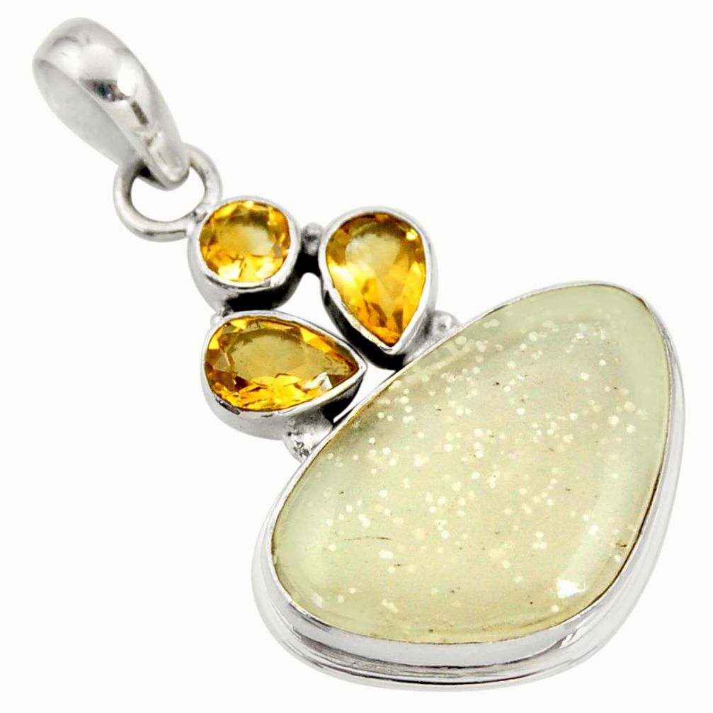 17.42cts rare genuine libyan desert glass silver pendant r34054