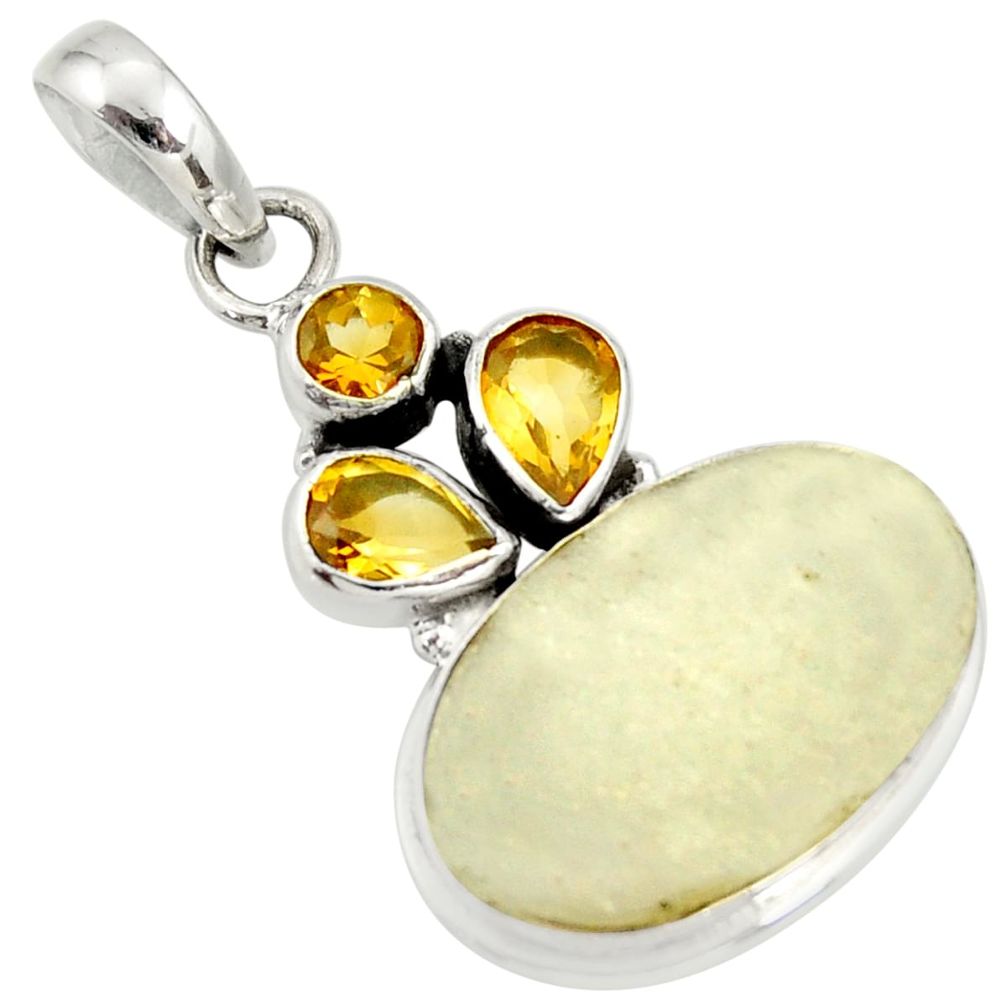 14.95cts rare genuine libyan desert glass silver pendant r34057