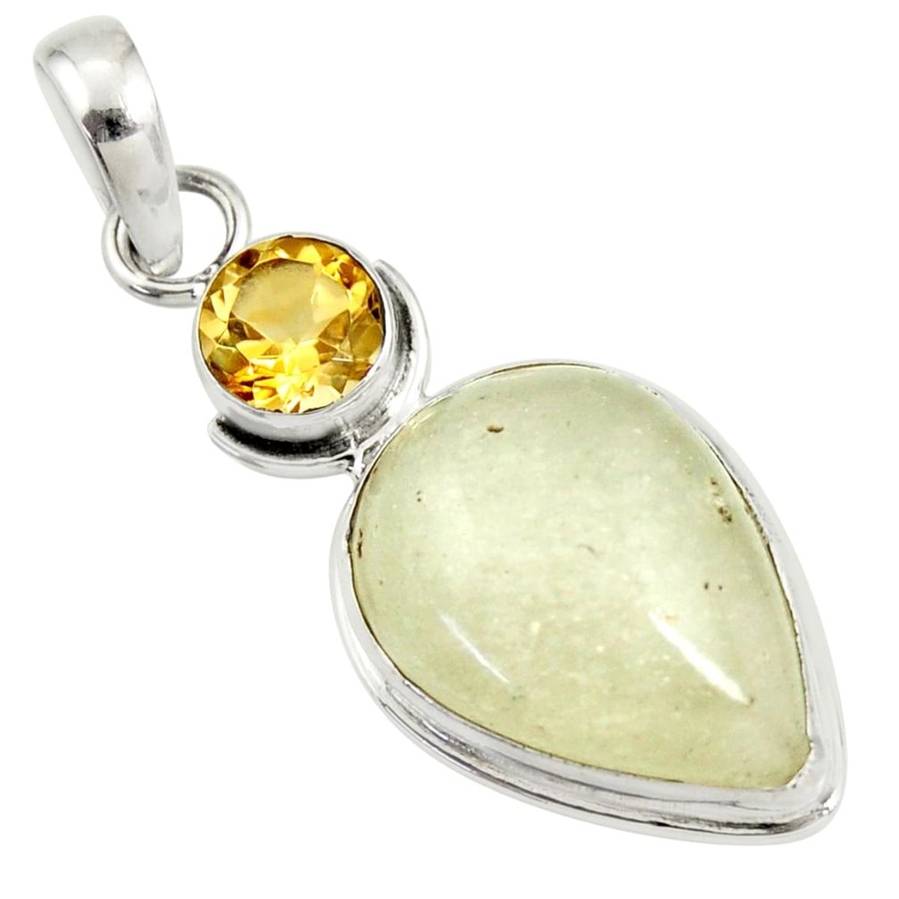 13.66cts rare genuine libyan desert glass silver pendant r34066