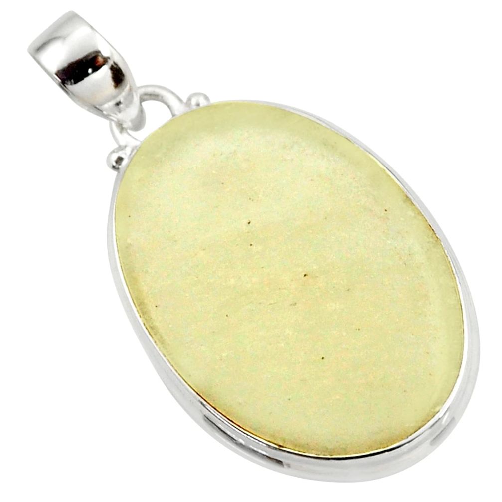 15.65cts natural libyan desert glass (gold tektite) 925 silver pendant r37783