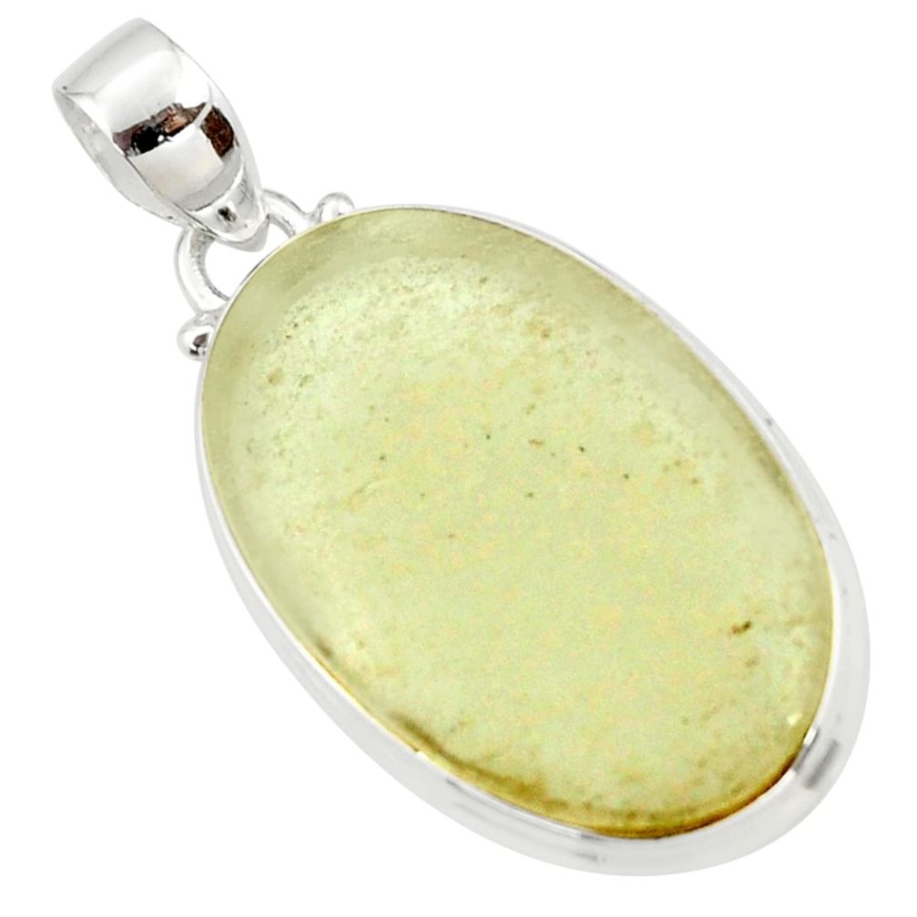 15.08cts natural libyan desert glass (gold tektite) 925 silver pendant r37785