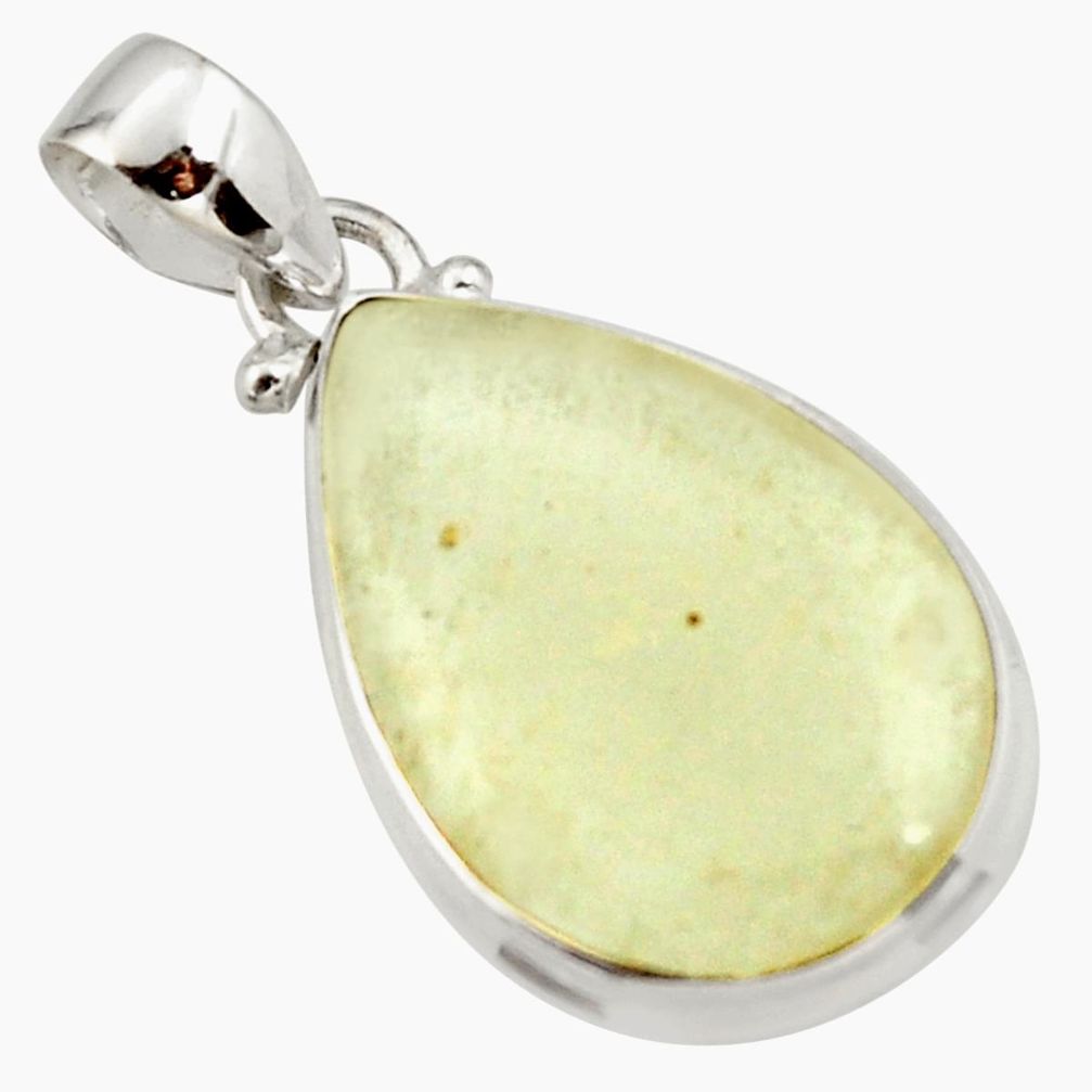 13.15cts natural libyan desert glass (gold tektite) 925 silver pendant r37788