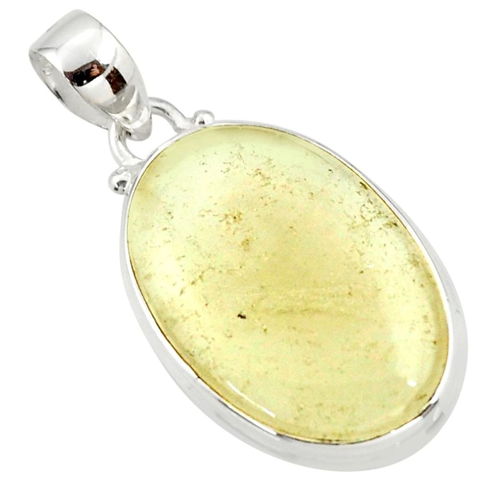 14.23cts natural libyan desert glass (gold tektite) 925 silver pendant r37789