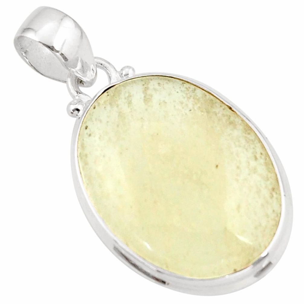 15.65cts natural libyan desert glass (gold tektite) 925 silver pendant r37799