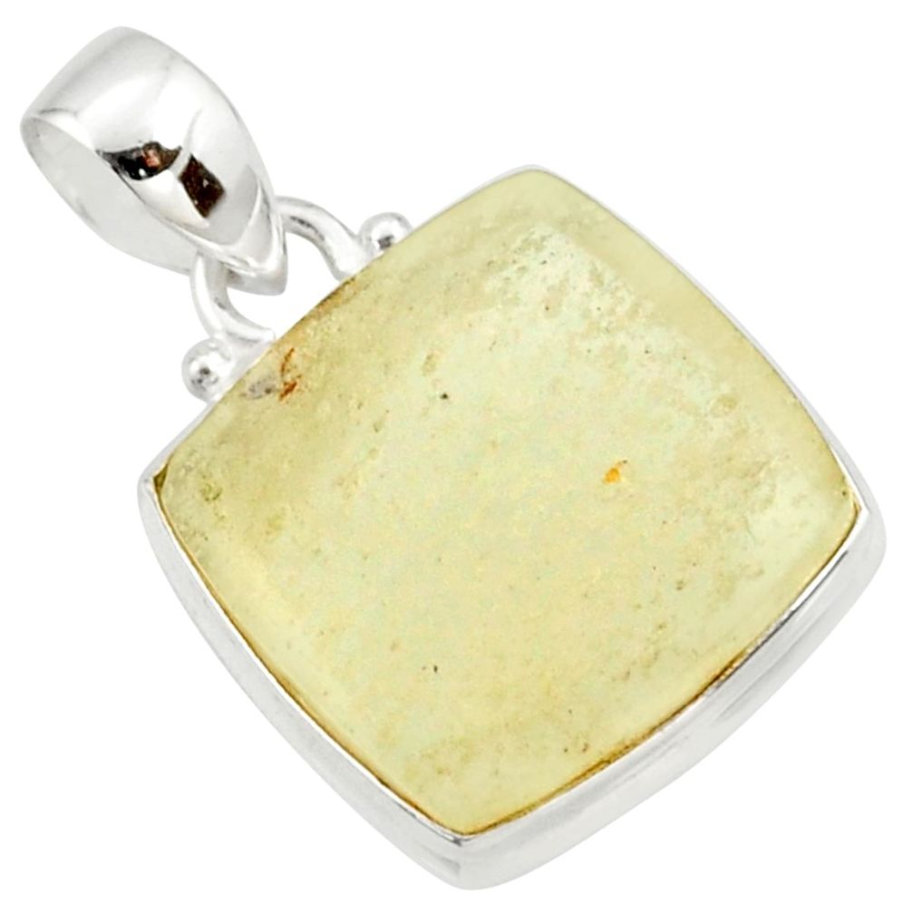 15.65cts natural libyan desert glass (gold tektite) 925 silver pendant r37810