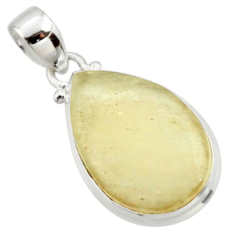 13.70cts natural libyan desert glass (gold tektite) 925 silver pendant r37815