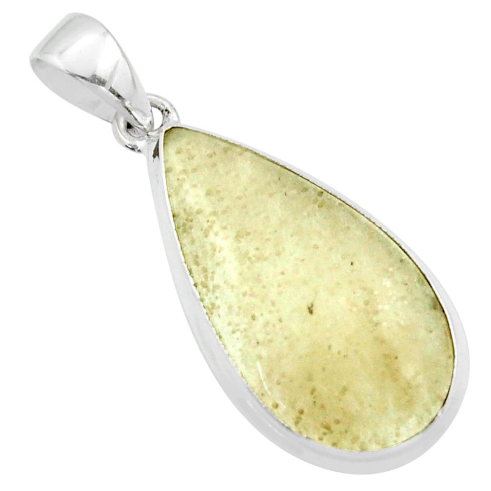 13.70cts natural libyan desert glass (gold tektite) 925 silver pendant r40261