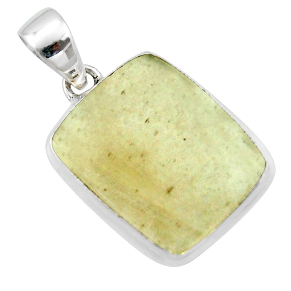 14.68cts natural libyan desert glass (gold tektite) 925 silver pendant r40274