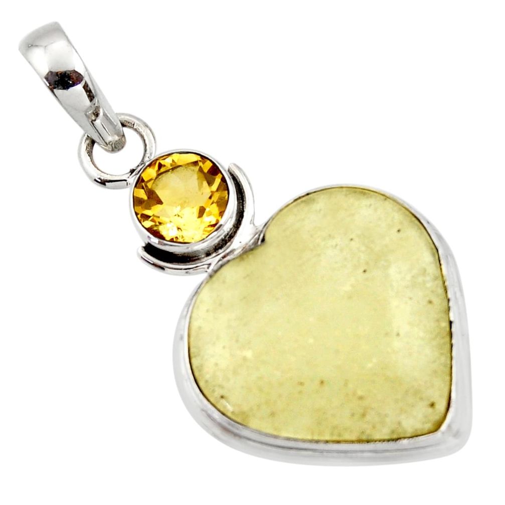 15.22cts natural libyan desert glass (gold tektite) 925 silver pendant r44483