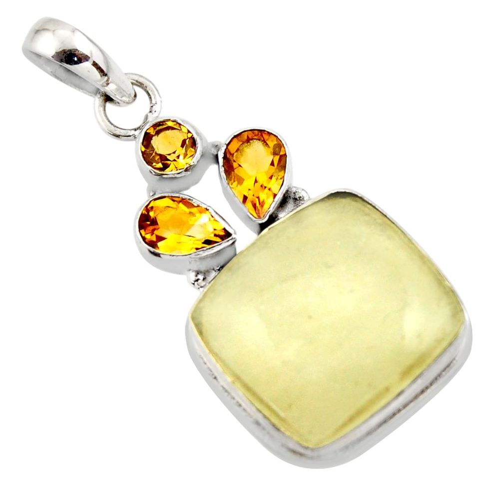 17.73cts natural libyan desert glass (gold tektite) 925 silver pendant r44492