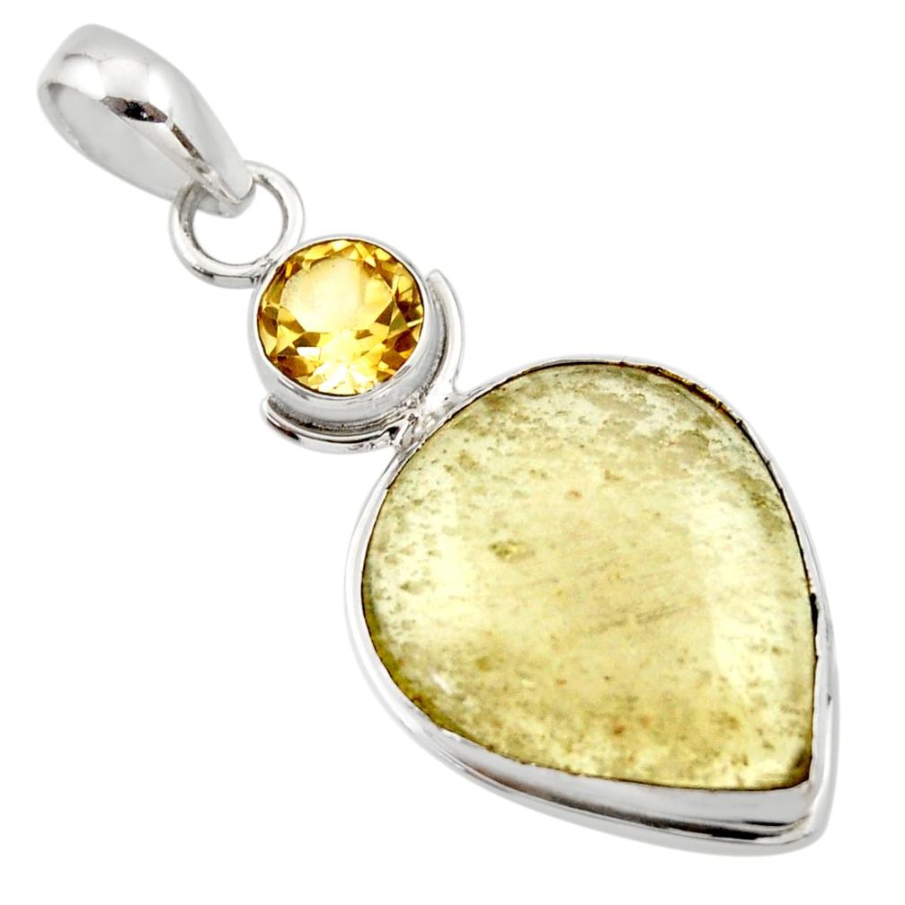 13.90cts natural libyan desert glass (gold tektite) 925 silver pendant r44493