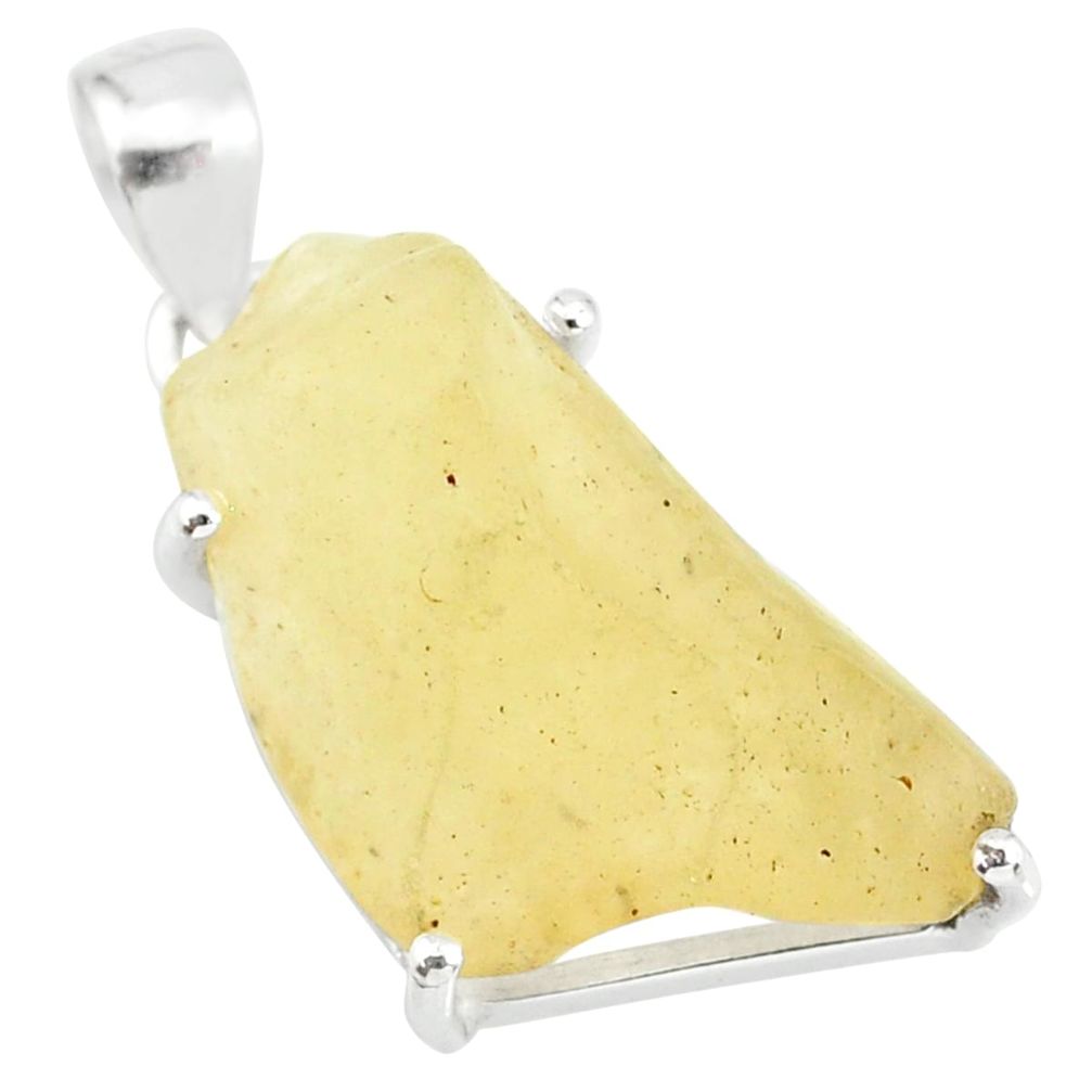 19.29cts natural libyan desert glass (gold tektite) 925 silver pendant r84362