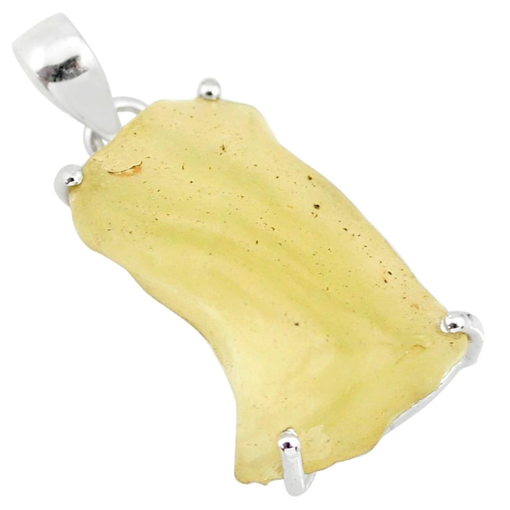 26.19cts natural libyan desert glass (gold tektite) 925 silver pendant r84367