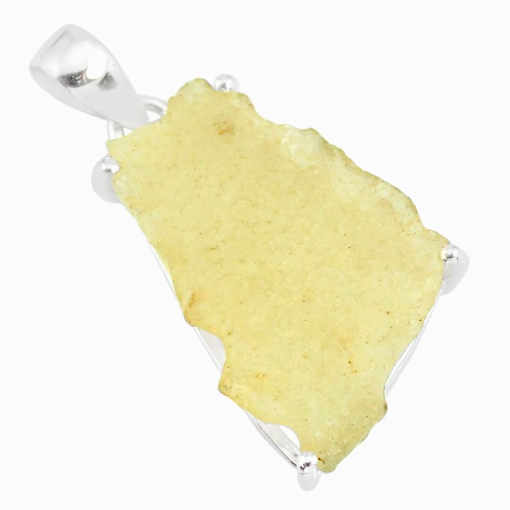 16.39cts natural libyan desert glass (gold tektite) 925 silver pendant r84400