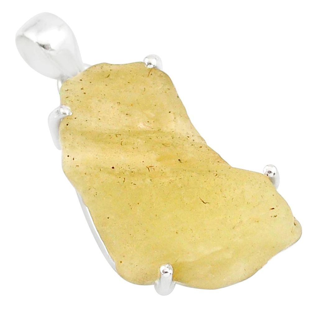 24.56cts natural libyan desert glass (gold tektite) 925 silver pendant r84414