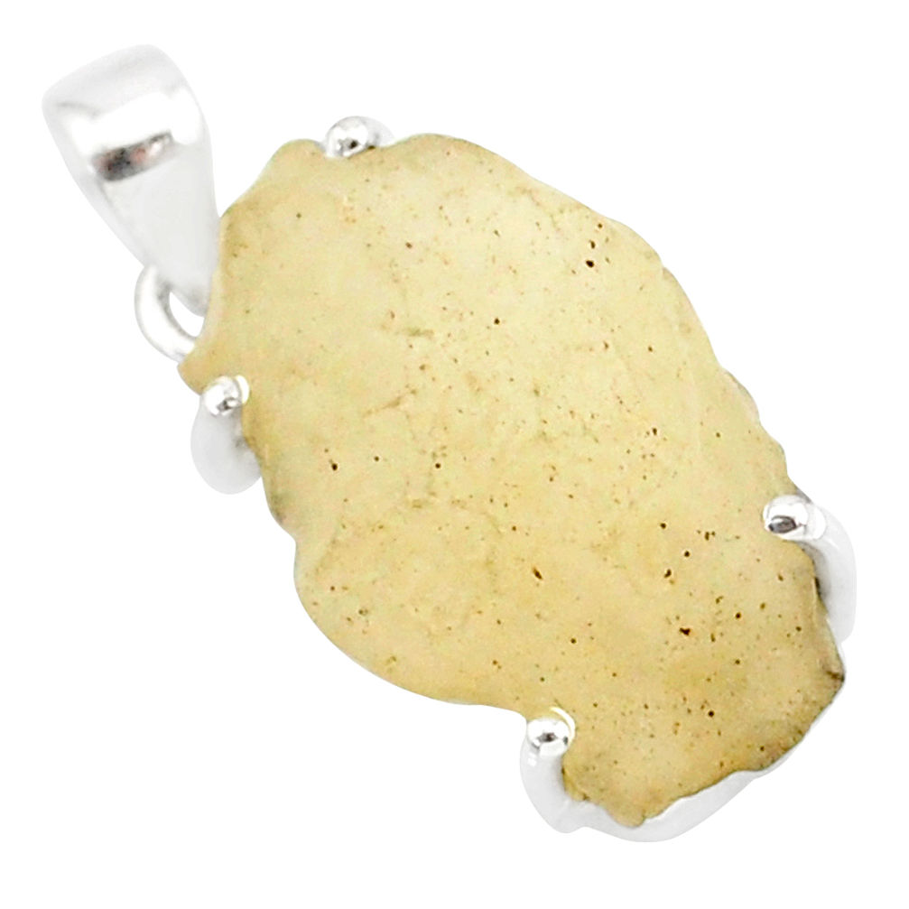 19.29cts natural libyan desert glass (gold tektite) 925 silver pendant r84417