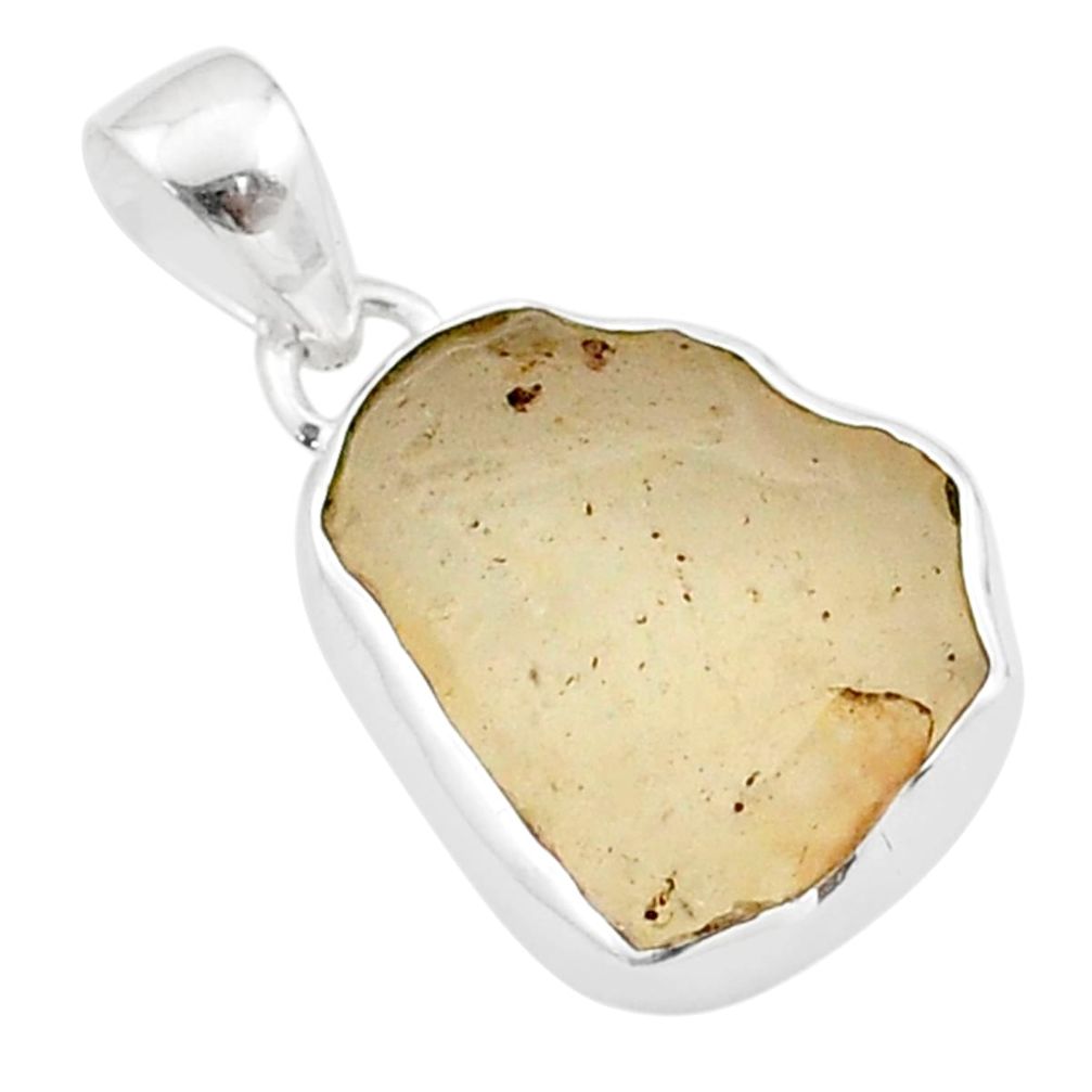 7.97cts natural libyan desert glass (gold tektite) 925 silver pendant t71513