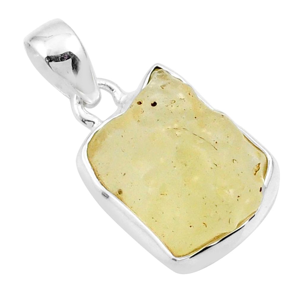 9.39cts natural libyan desert glass (gold tektite) 925 silver pendant u12682