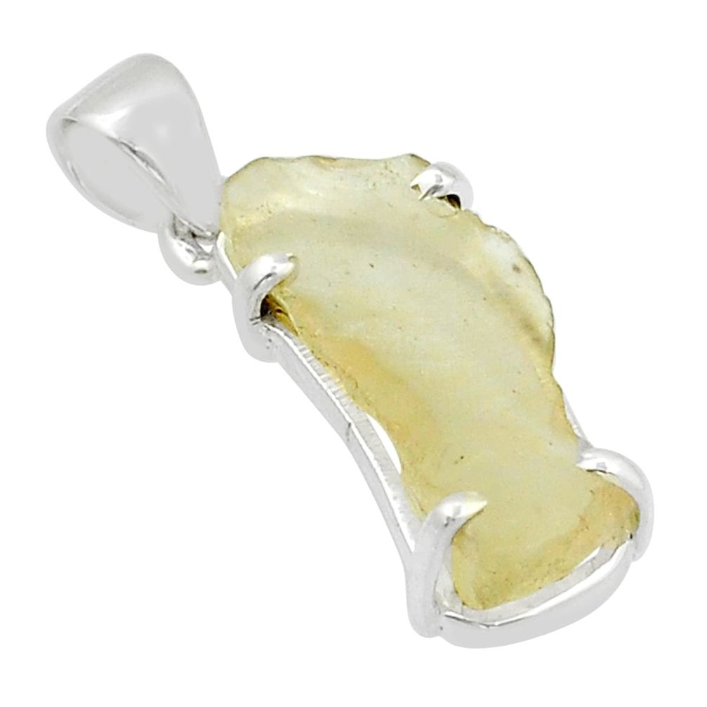 6.33cts natural libyan desert glass (gold tektite) 925 silver pendant u89039